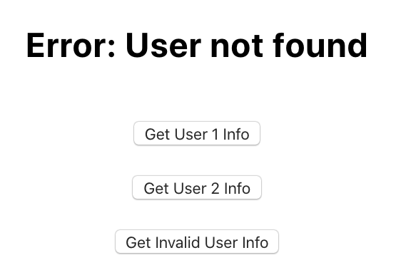 Error message when an invalid user ID is passed