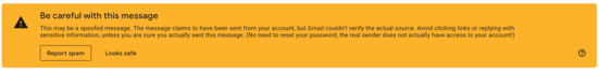 Gmail Spoof Warning